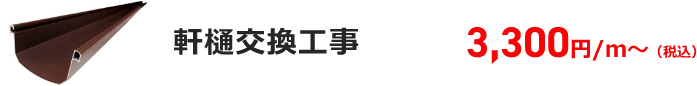 軒樋交換工事 3,300円/ｍ～（税込）